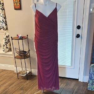 Azazie Red Ruched Maxi Dress Spaghetti Strap